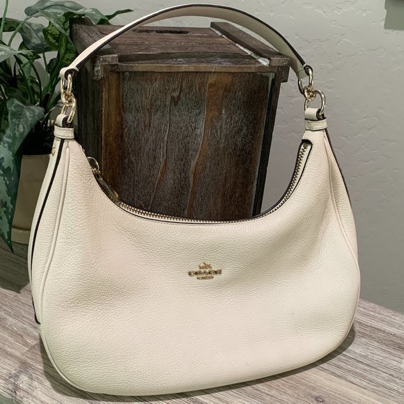 Coach Handbags - COACH Hobo Handbag Chalk Pebbled Harley East West Purse EUC Cream Leather Bag